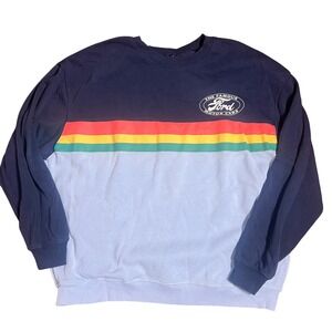 Ford Motor Hybrid Apparel Sweatshirt XXL Blue‎ w/Colorful Stripe Logo READ